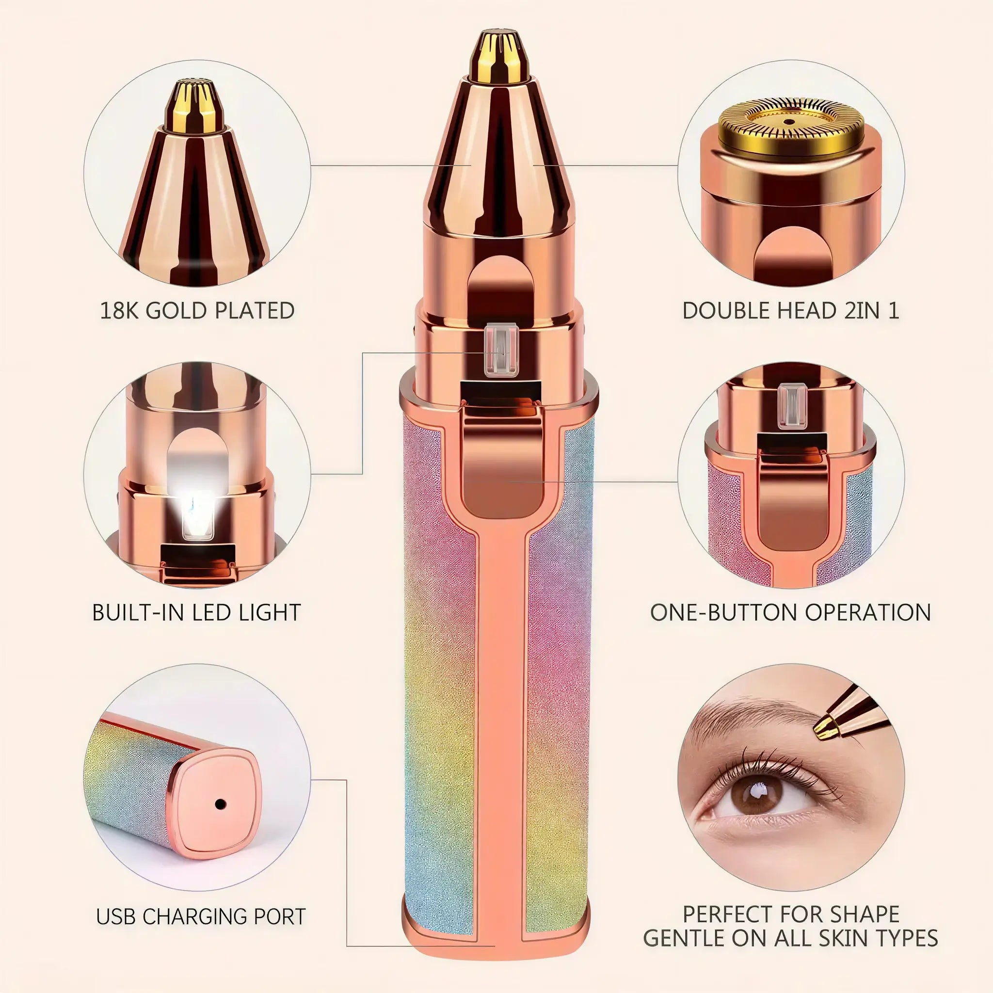 2-in-1 Painless Eyebrow and Facial Trimmer